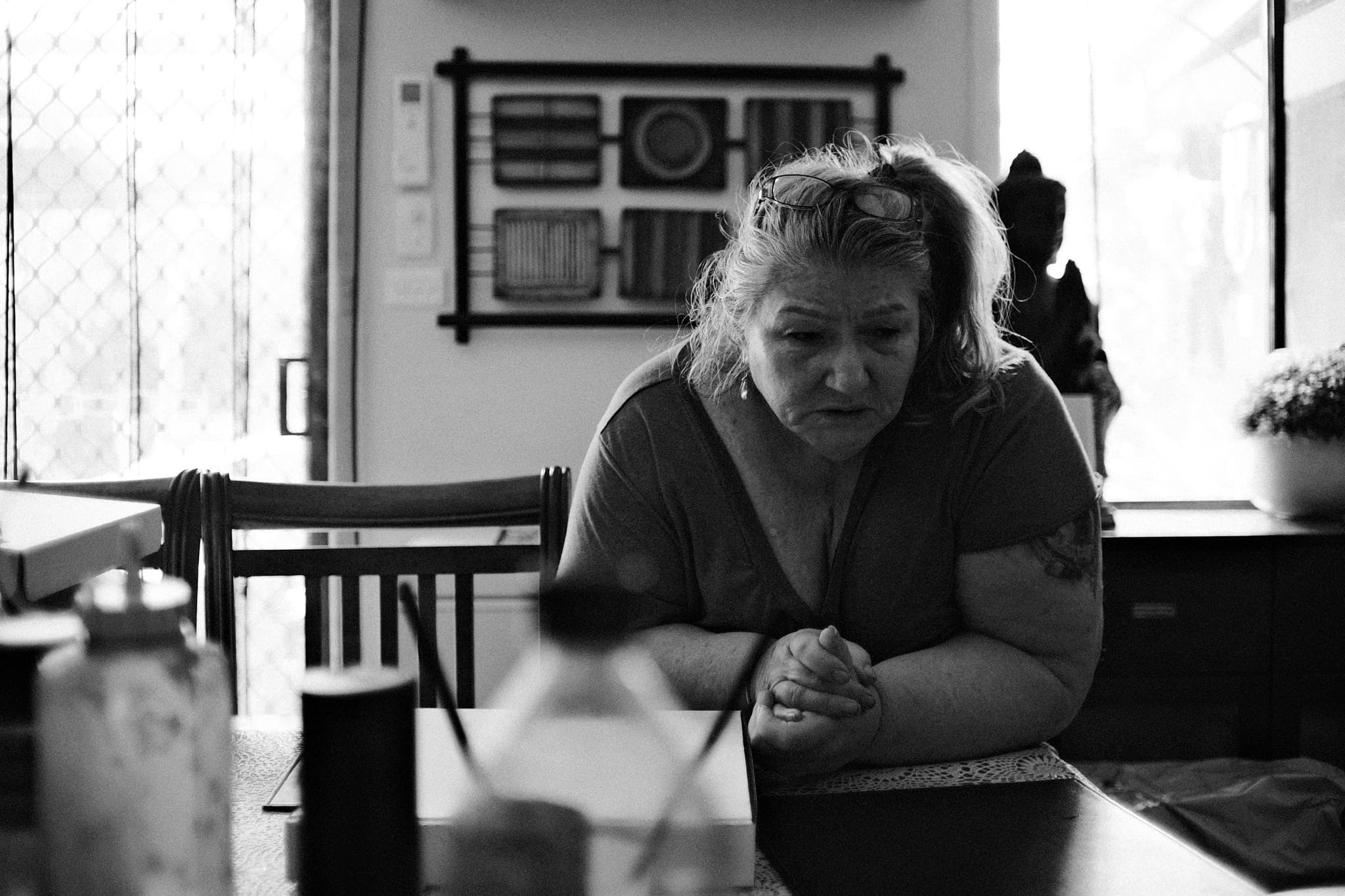 Quiet moment at the kitchen table