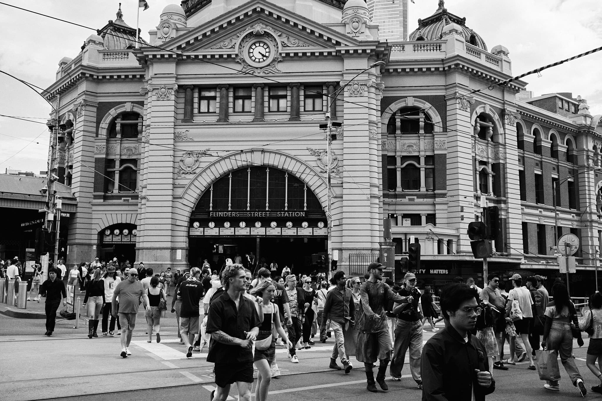 Crowd crossing at Flinders Street